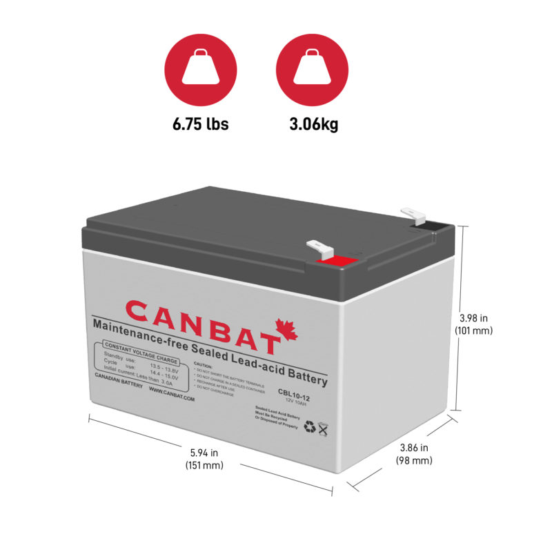 12V 10Ah SLA Battery Dimensions