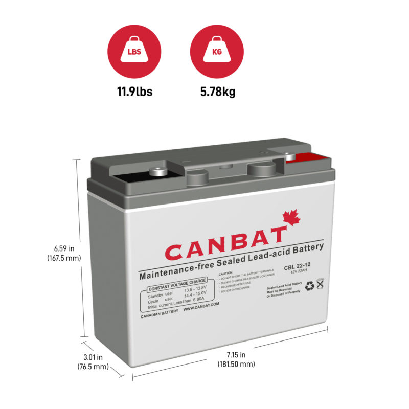 12V 22Ah SLA Battery Dimensions