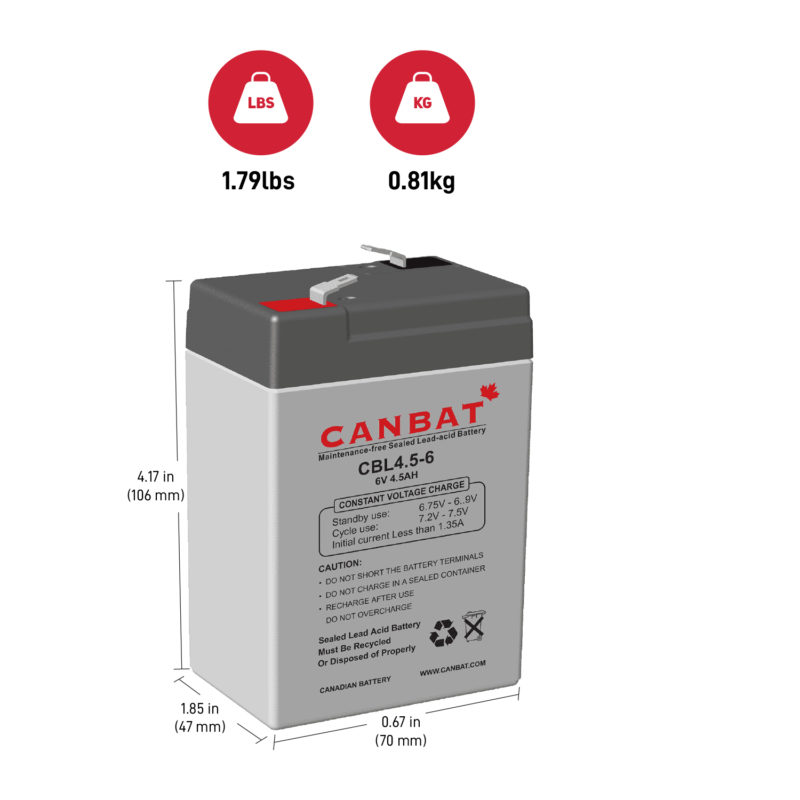 6V 4.5AH SLA BATTERY DIMENSIONS