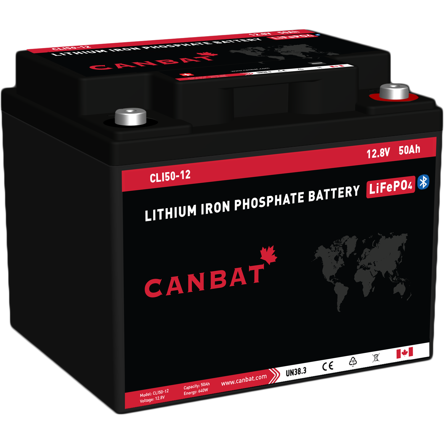 AIMS LITHIUM BATTERY 12V 50Ah LiFePO4 with BLUETOOTH MONITORING