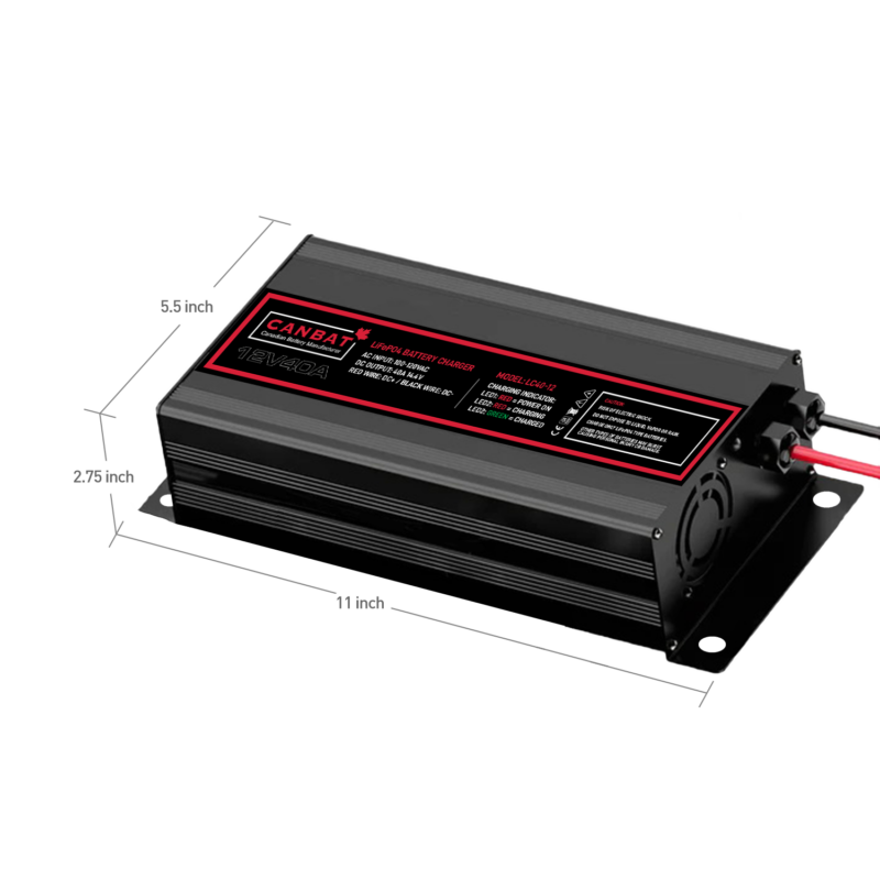 40Ah LiFePO4 battery charger dimensions with mounting brackets